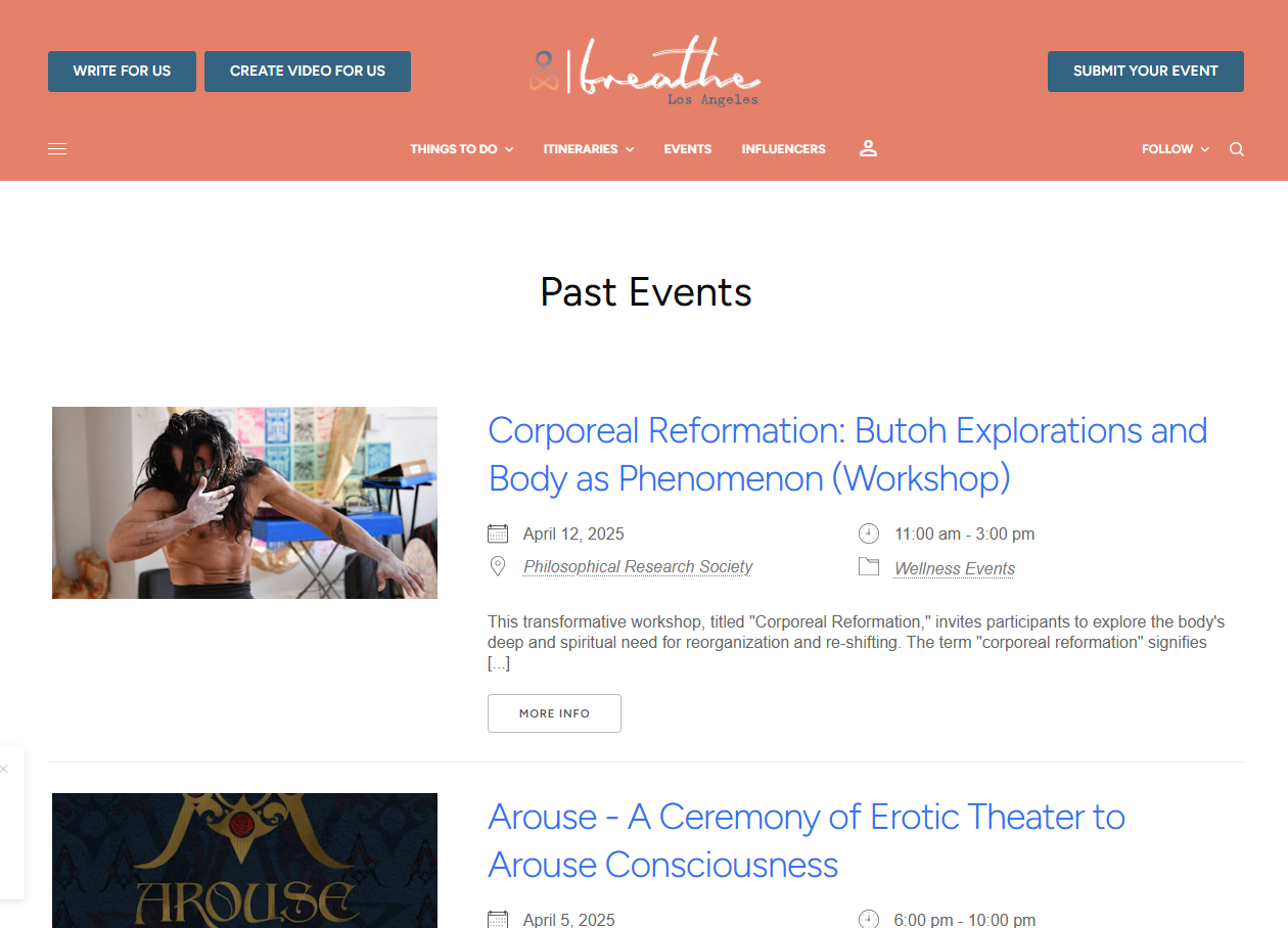 Breathe Los Angeles Events Page